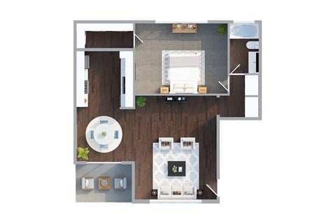 Floor plan for 2 beds, 1 bath, 1000 sqft